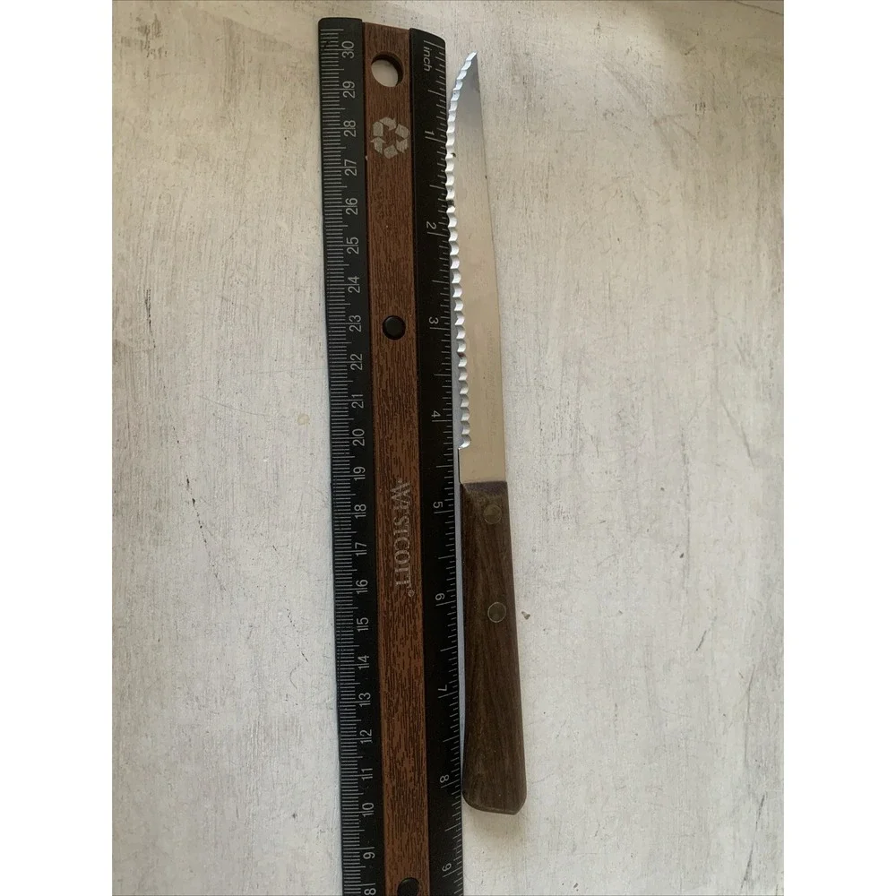 Forgecraft‎ USA Steak Knife Serrated Stainless Steel Wood Handle Vintage 8.25in